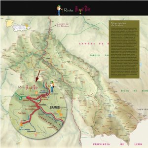 Mapa de situación del la ruta del bosque mitologico del Beyo pen, Picos de Europa
