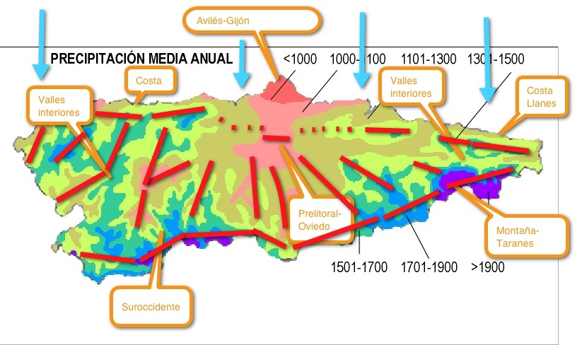 La influencia de la orografia en el Tiempo en Asturias